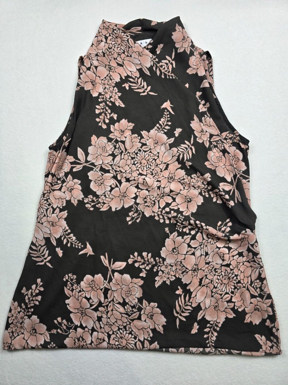 Cabi Womens Small Floral Black & Pink Sleeveless Blouse